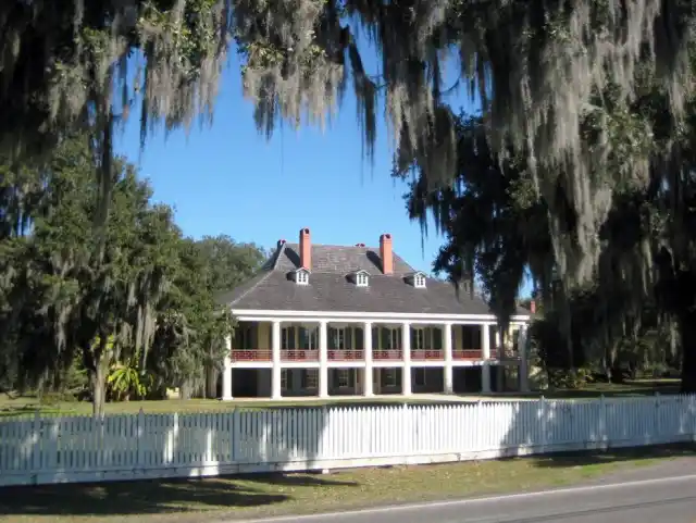 View of Destrehan Plantation grounds from historic River Road